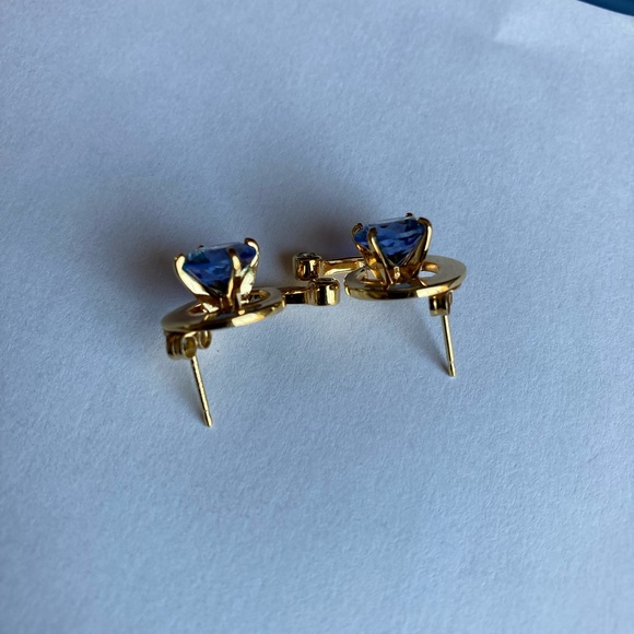 Ross Simons gold over sterling silver blue stone earrings - Picture 4 of 7